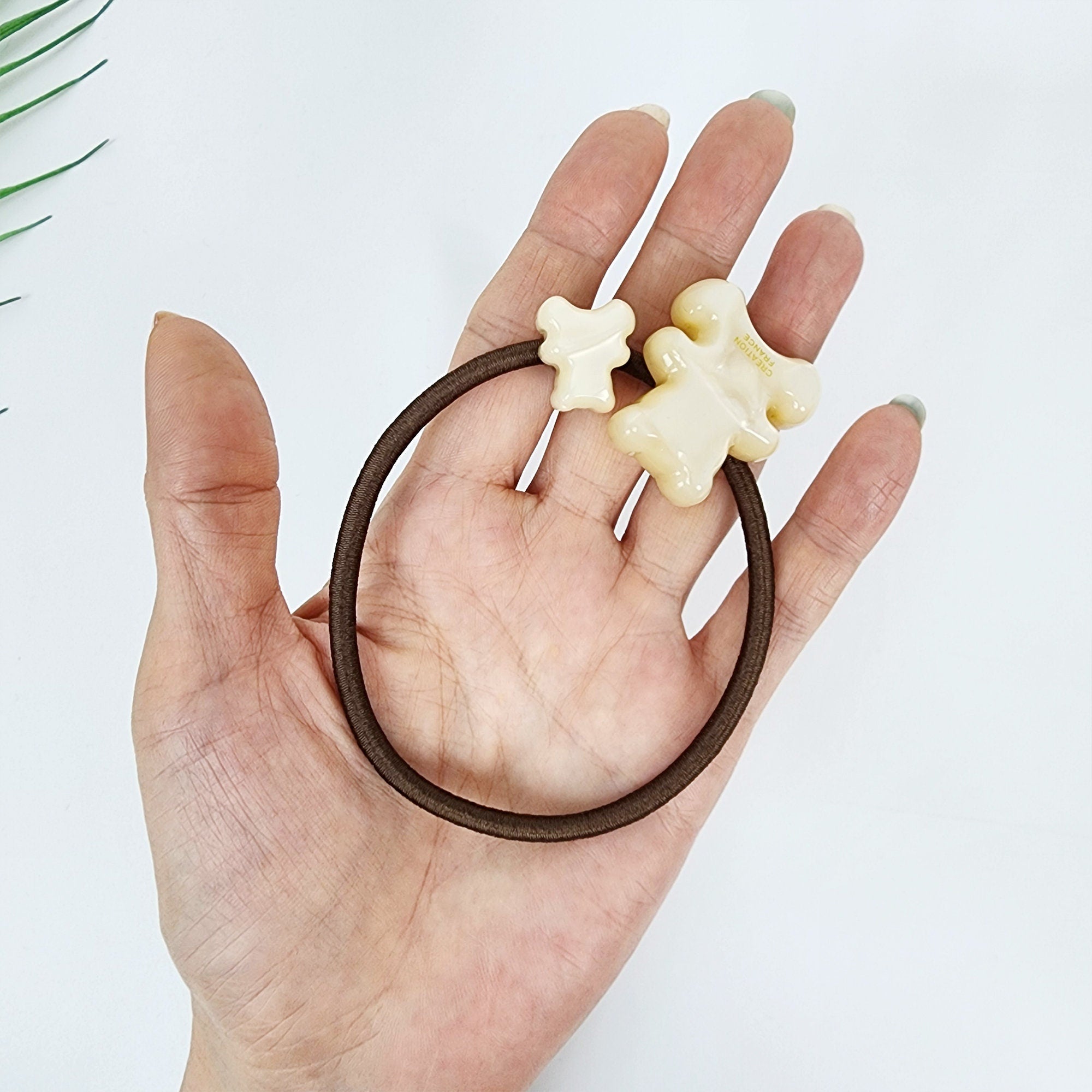 Ice Couple Teddy Bear Long Rubber Band Hair Tie / Simple Cute Ponytail Holder / Hair Accessory for Woman