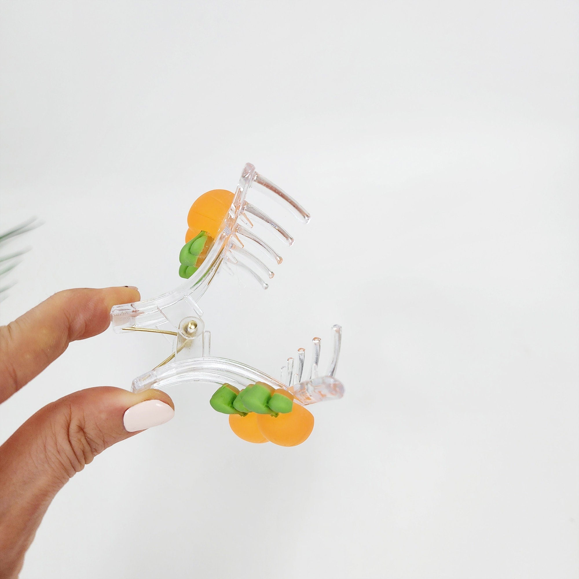 Refreshing Fruit Square Clip with Cubic (3.1 Inch) / Medium Size Hair Claw / Hair Barrette for Woman