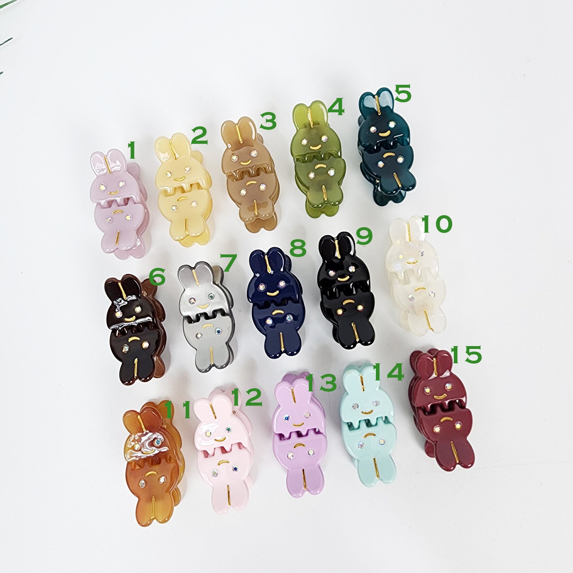 Cute Rabbit Mini Hair Claw Clip with Cubic (2 pieces in 1 set) / Cute Tortoise Shell French Hair Pin / Small Hair Clips
