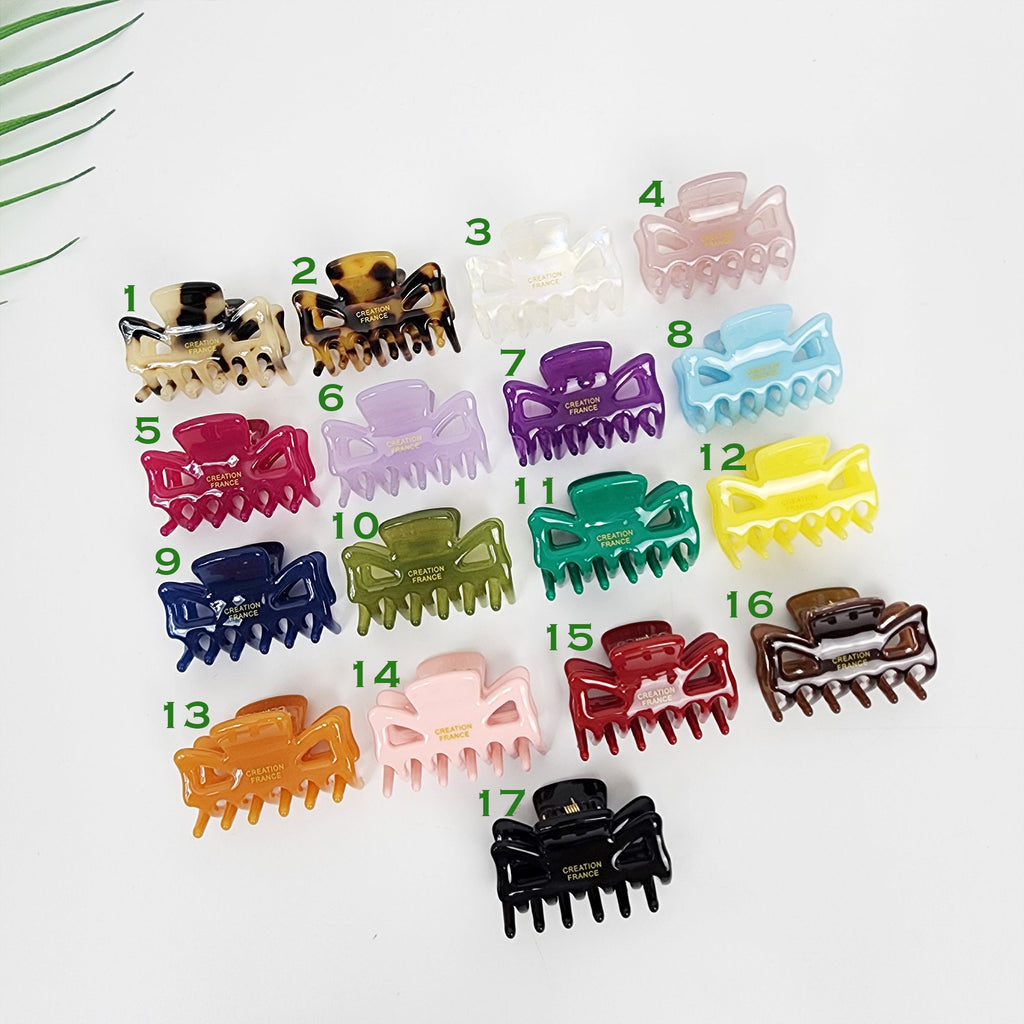 Pure Color Carina Mini Hair Claw Clip (1.6 Inch) / Cute Tortoise Shell French Hair Pin / Small Hair Clips