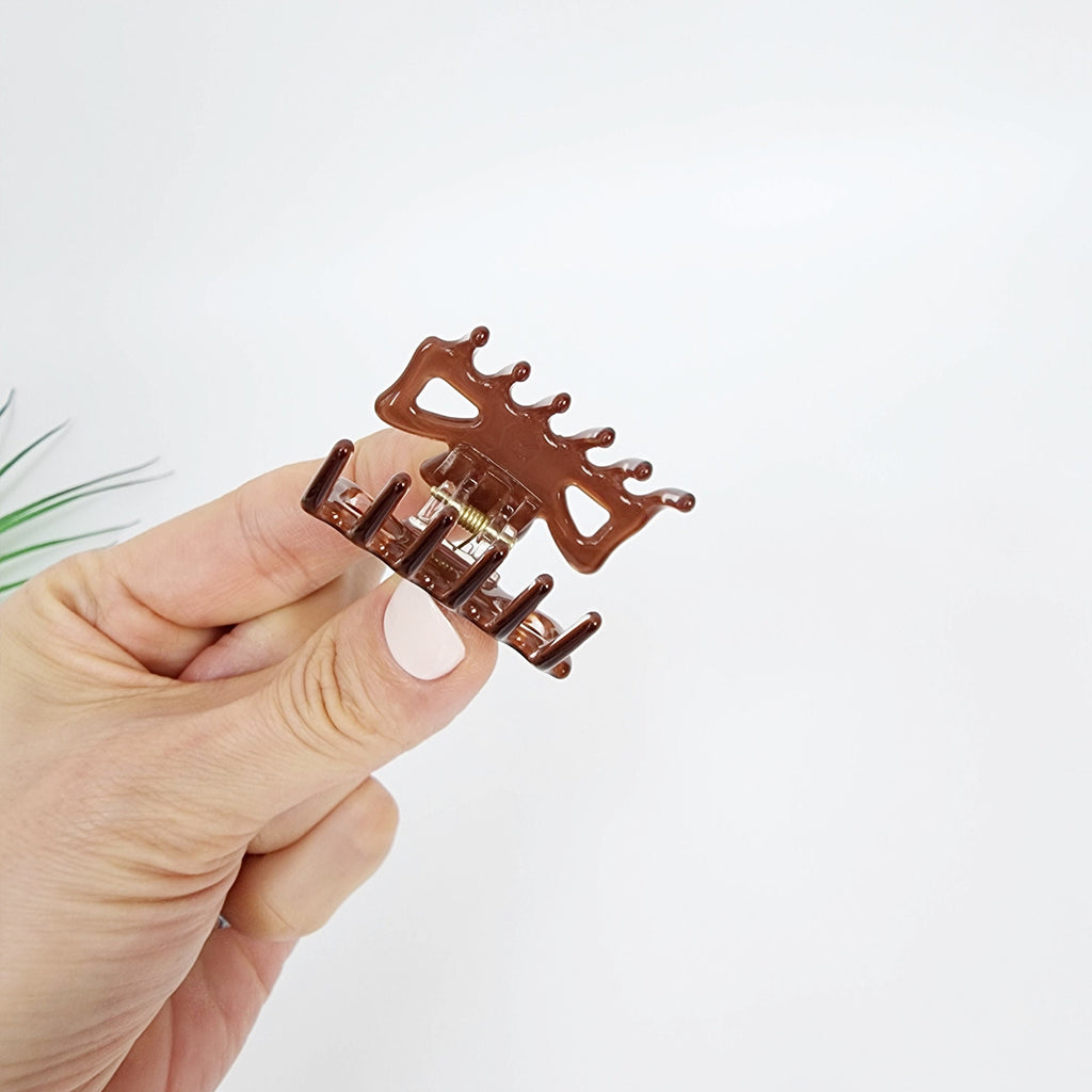 Pure Color Carina Mini Hair Claw Clip (1.6 Inch) / Cute Tortoise Shell French Hair Pin / Small Hair Clips