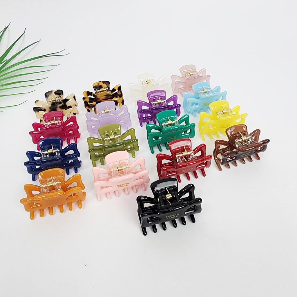 Pure Color Carina Mini Hair Claw Clip (1.6 Inch) / Cute Tortoise Shell French Hair Pin / Small Hair Clips