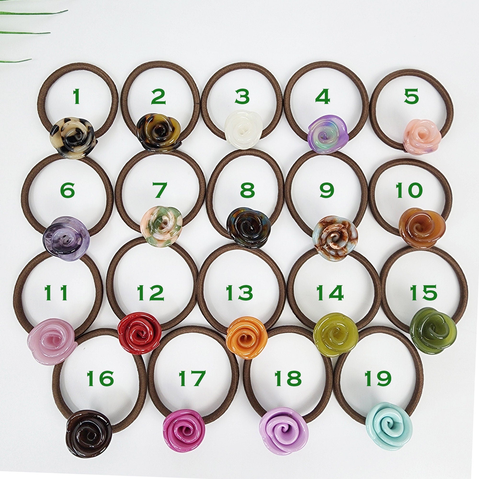 Pure Color Rose Blossom Hair Tie / Simple Tortoise Shell Ponytail Holder / Hair Accessory for Woman / French Hair Tie