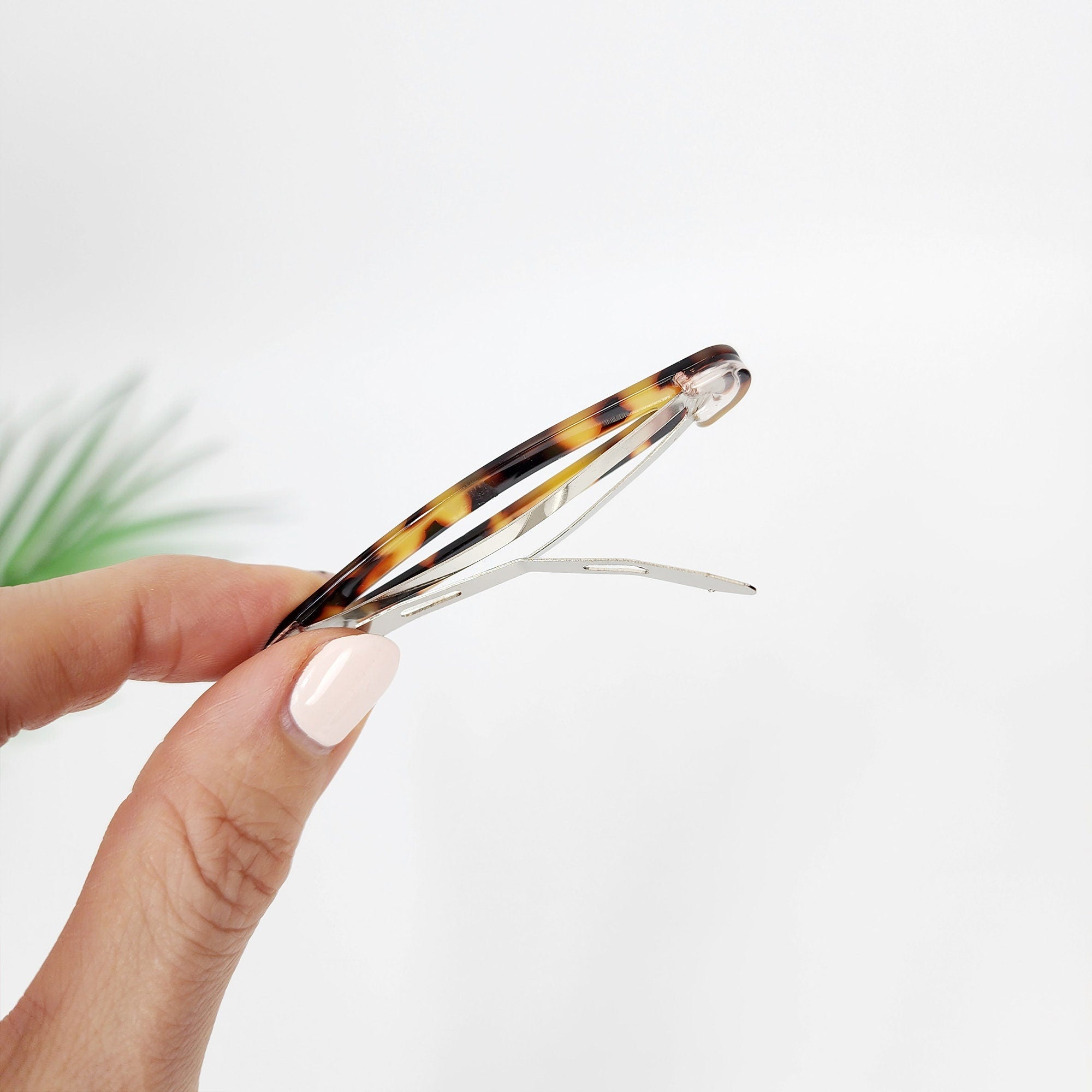 Pure Color Slim Long Oval Snap Clip (2.8 Inch) / Cute Hairgrip Barrette / Hair Accessory for Woman / Tic Tac Hair Clip Pin