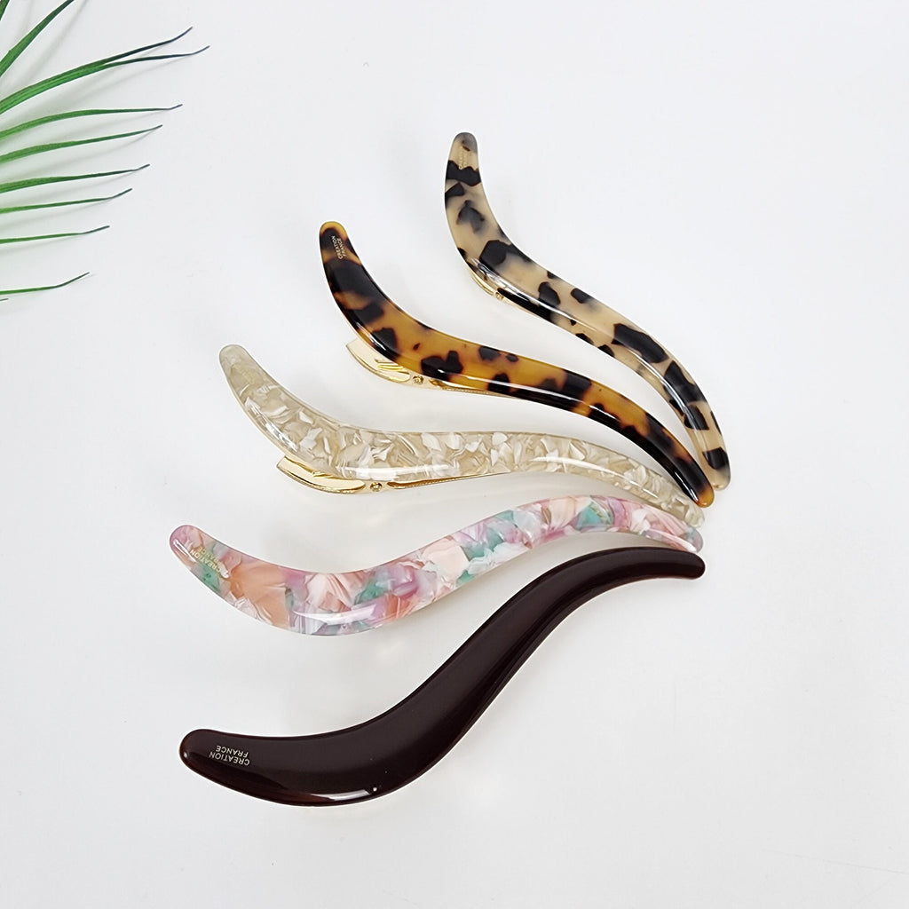 Leopard S-Line Long Hair Claw Clip / Cute French Hair Pin / Alligator Hair Clip for Woman / French Barrette for Girls