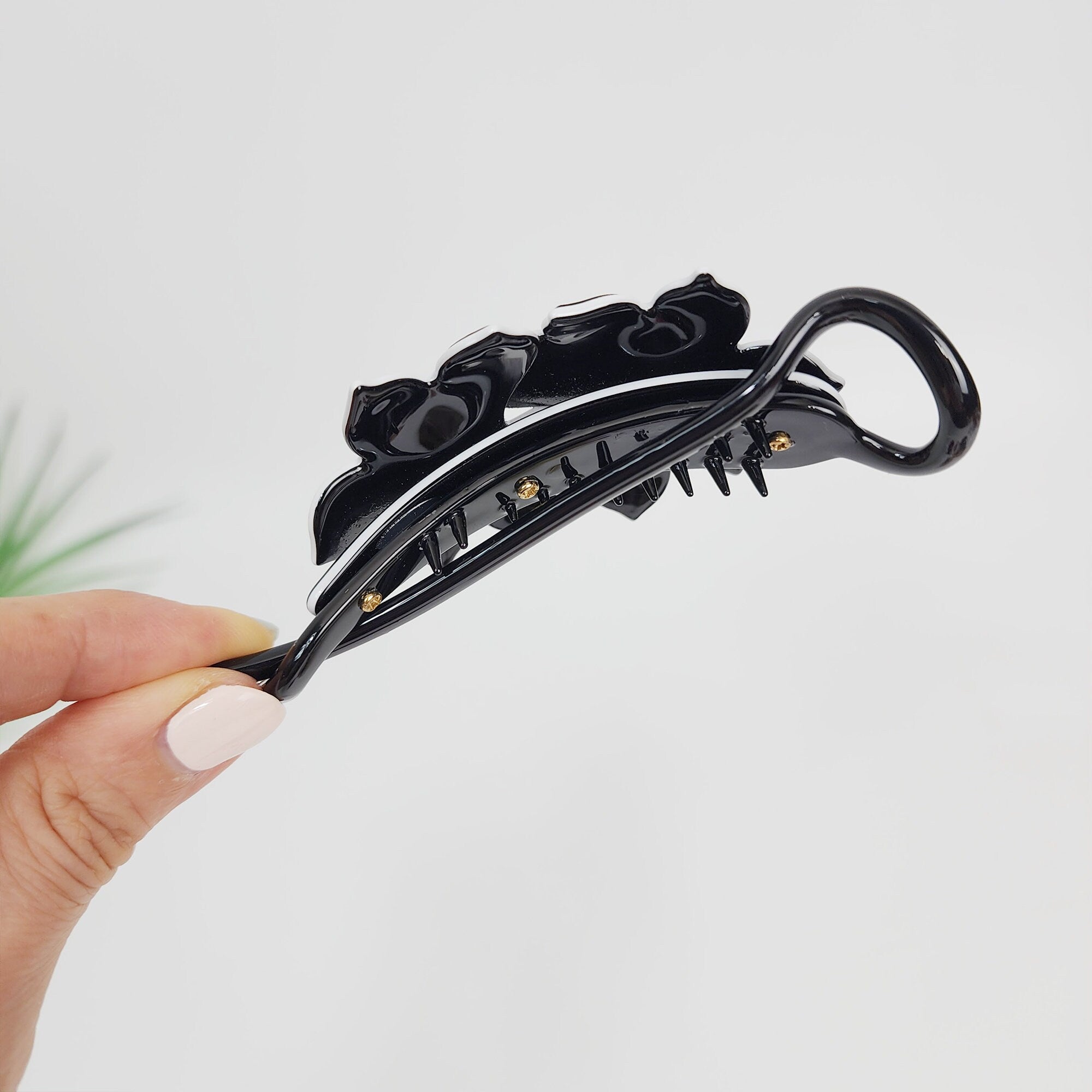 Pastel Color Couple Flower Banana Claw with Cubic / Ponytail Holder for Woman / Clincher Comb Hair Accessory