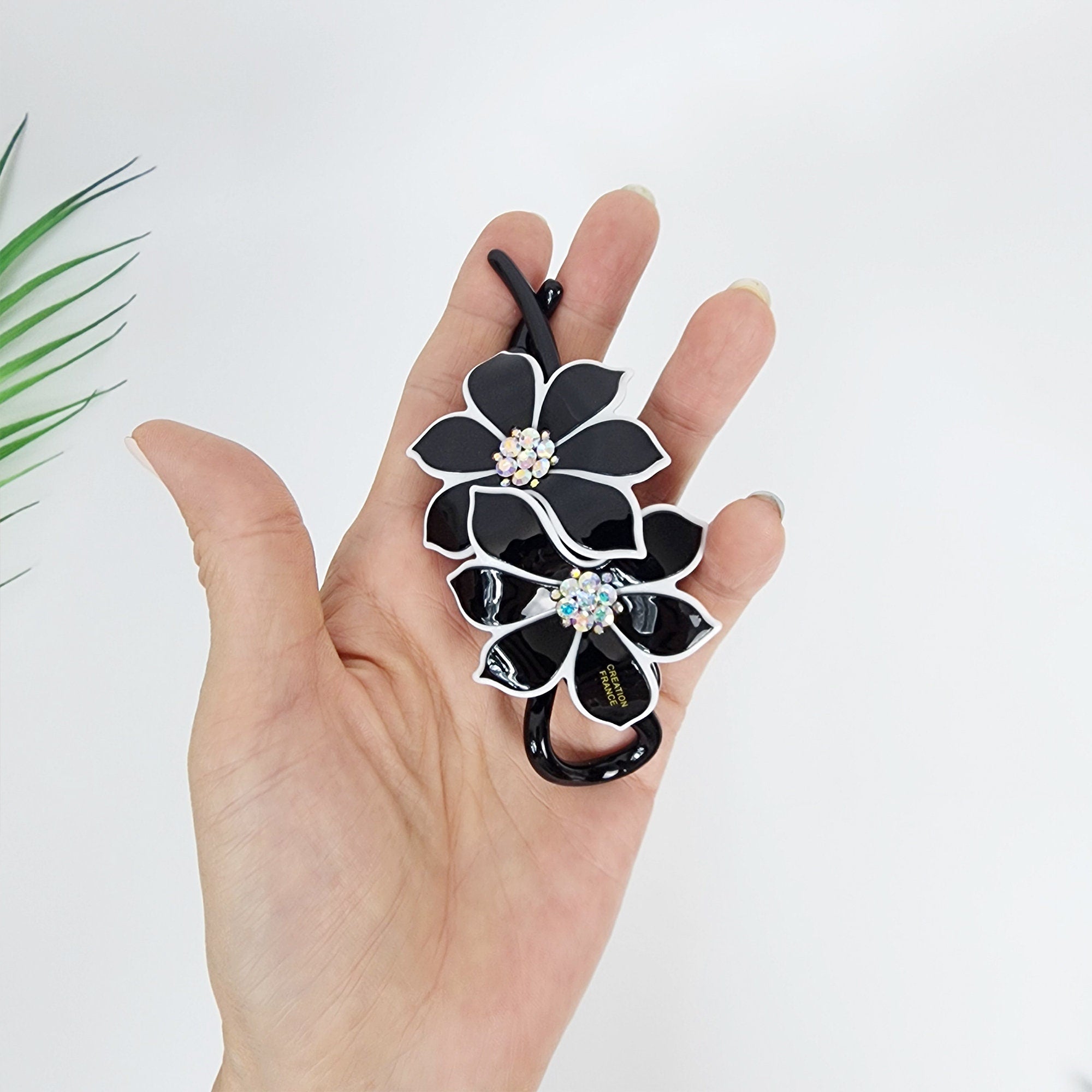 Pastel Color Couple Flower Banana Claw with Cubic / Ponytail Holder for Woman / Clincher Comb Hair Accessory