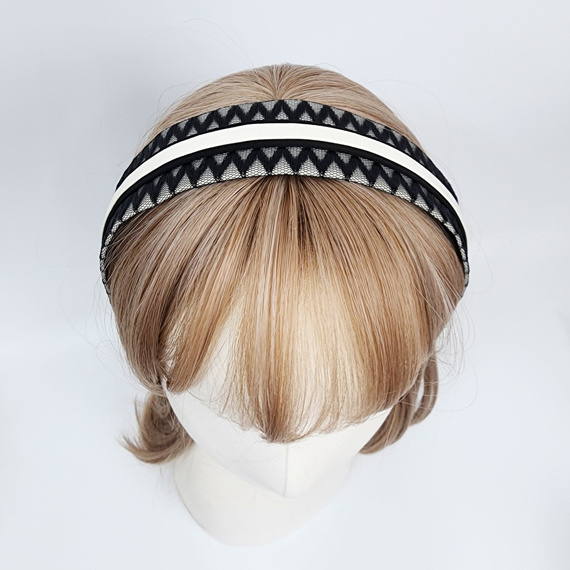 Transparent Zigzag Wide Headband (1.6 Inch) / Fashionable Turban Bandanna / Hair Accessory for Woman