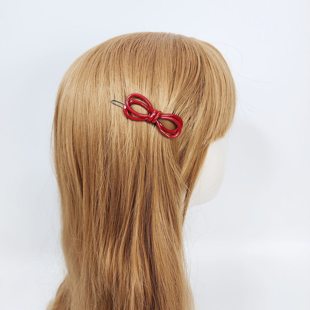 Pure Color Twin Ribbon Bobby Pin (2.2 Inch) / Tortoise Shell French Hair Pin Clip / Hair Accessory for Woman / Bow Barrette