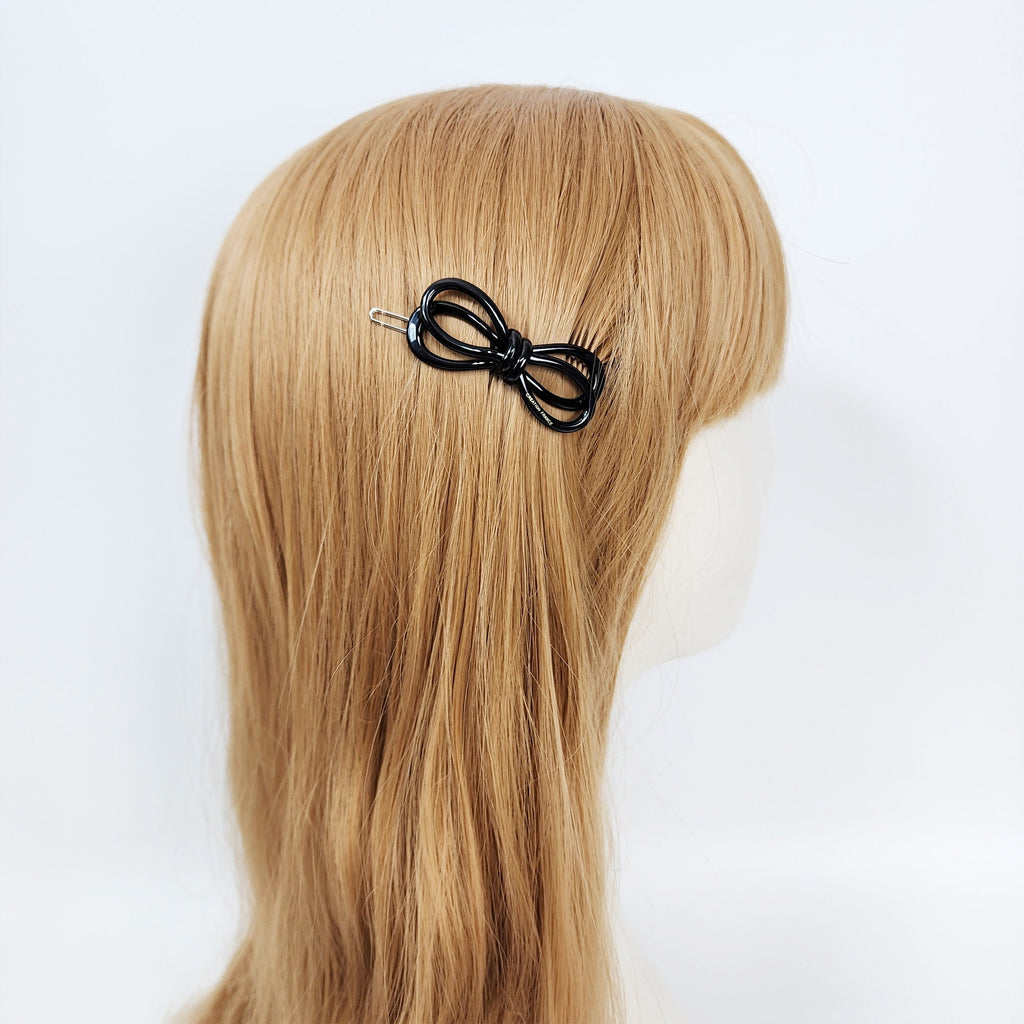 Pure Color Twin Ribbon Bobby Pin (2.2 Inch) / Tortoise Shell French Hair Pin Clip / Hair Accessory for Woman / Bow Barrette