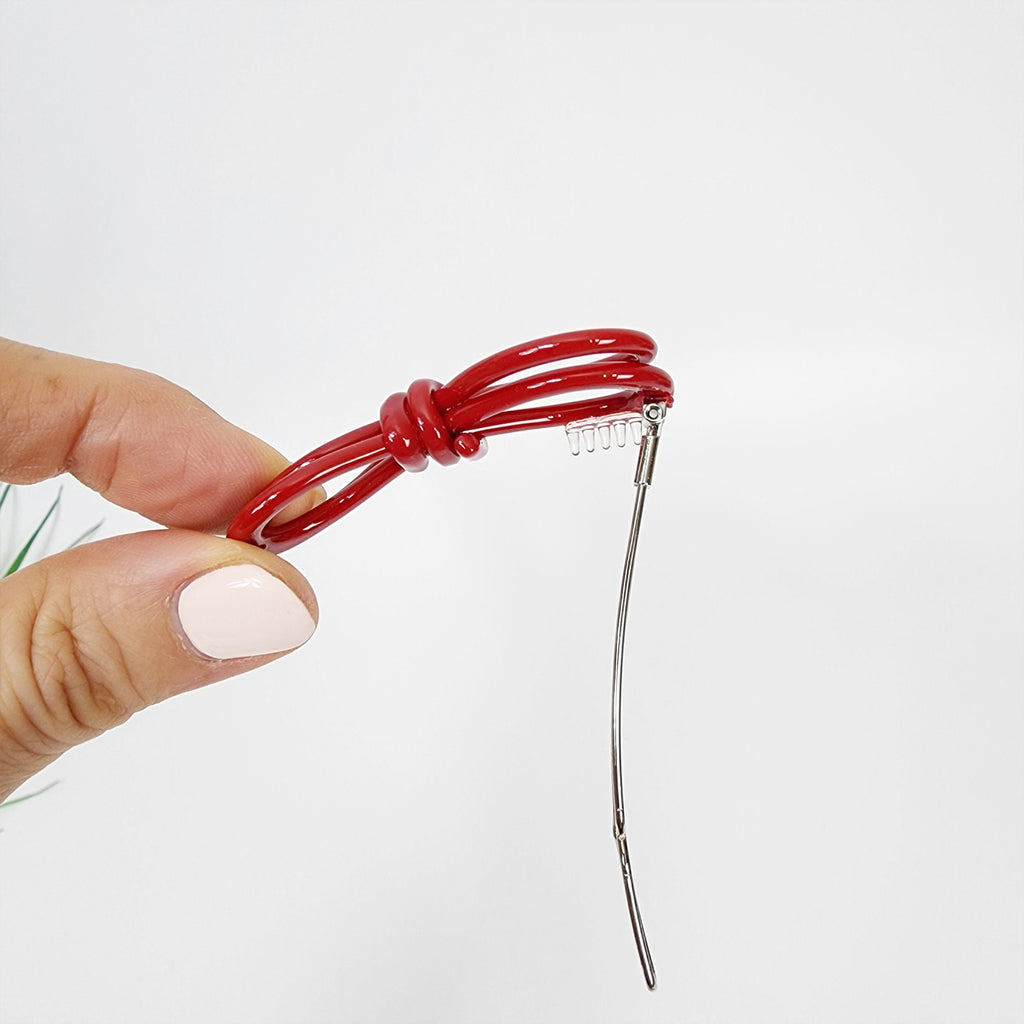 Pure Color Twin Ribbon Bobby Pin (2.2 Inch) / Tortoise Shell French Hair Pin Clip / Hair Accessory for Woman / Bow Barrette