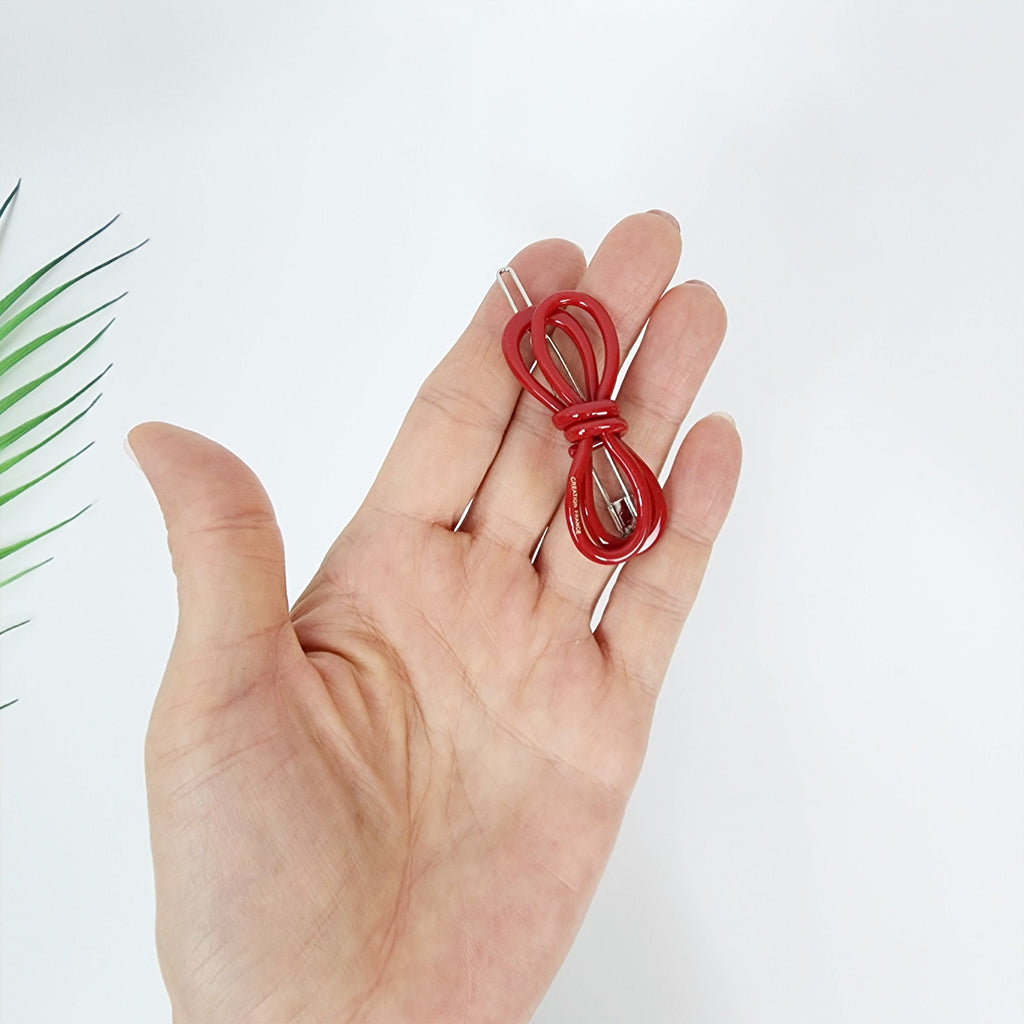 Pure Color Twin Ribbon Bobby Pin (2.2 Inch) / Tortoise Shell French Hair Pin Clip / Hair Accessory for Woman / Bow Barrette