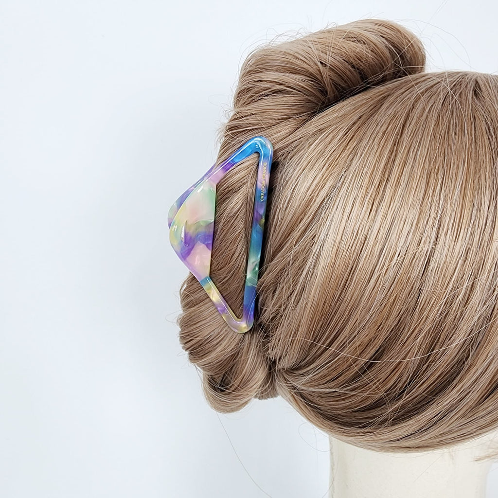 Triangle Frame Light Large Hair Claw Clip (4.0 Inch) / Luxurious French Hair Pin / Hair Barrette for Woman