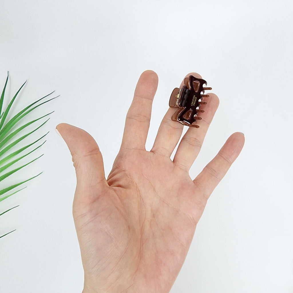Pure Color Carina Mini Hair Claw Clip (1.6 Inch) / Cute Tortoise Shell French Hair Pin / Small Hair Clips