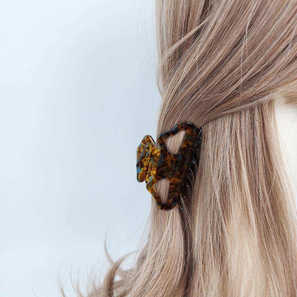 Leopard Pure Color Medium Hair Claw Clip (3.1 Inch) / Tortoise Shell French Hair Pin / Hair Barrette for Woman