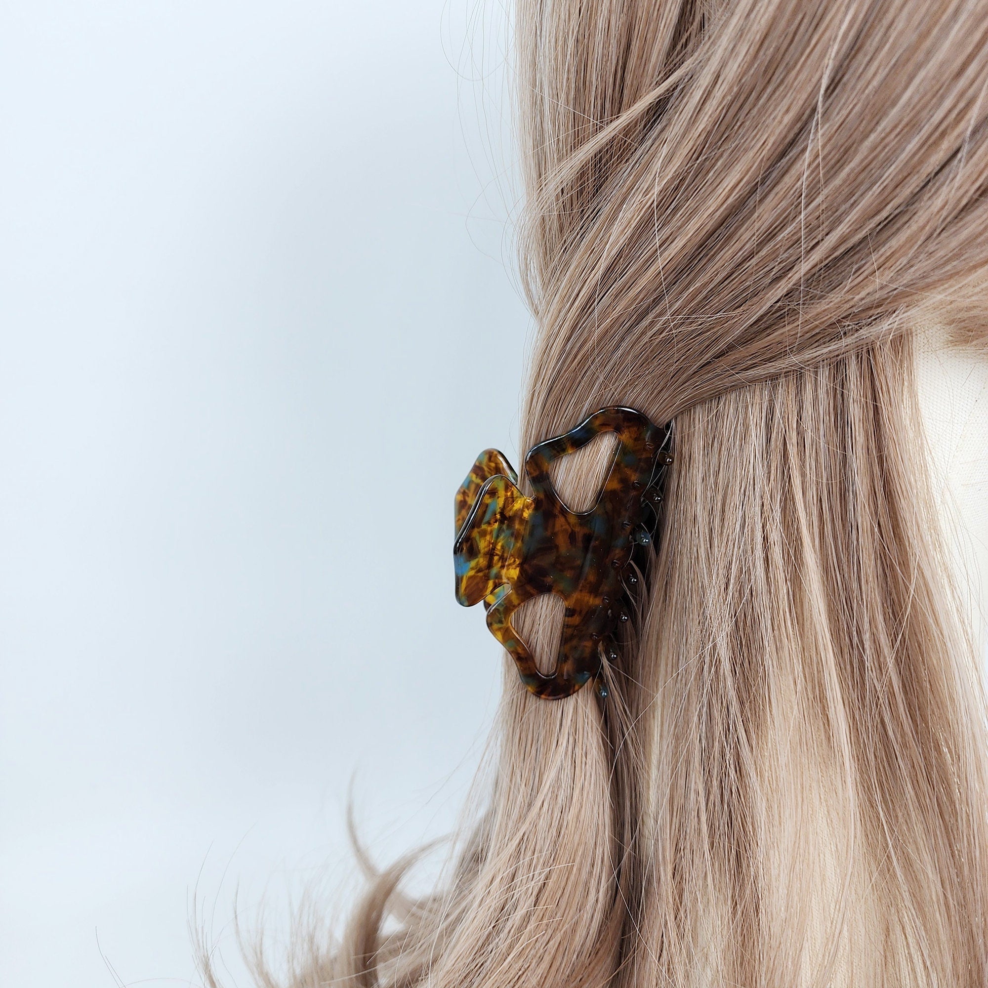 Leopard Pure Color Medium Hair Claw Clip (3.1 Inch) / Tortoise Shell French Hair Pin / Hair Barrette for Woman
