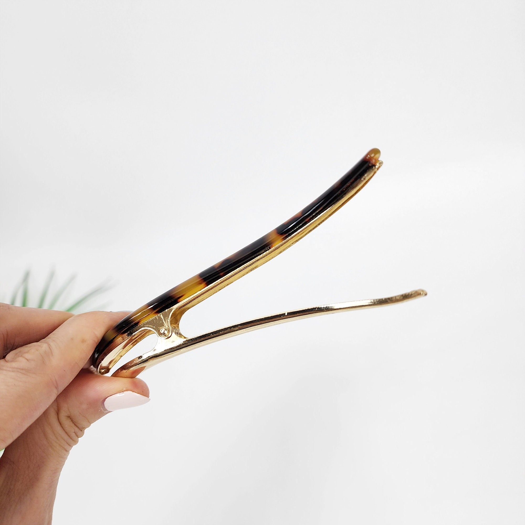 Leopard S-Line Long Hair Claw Clip / Cute French Hair Pin / Alligator Hair Clip for Woman / French Barrette for Girls