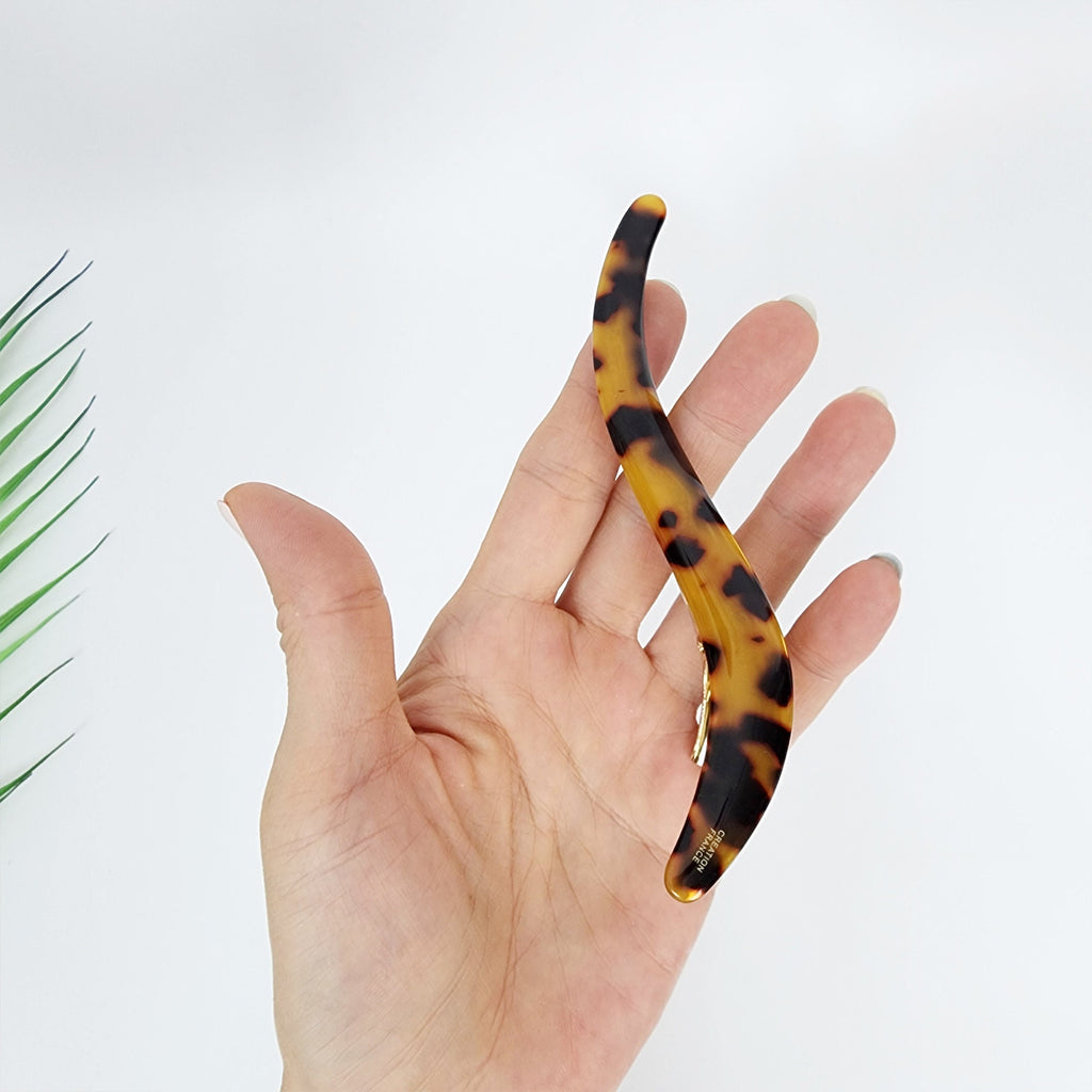 Leopard S-Line Long Hair Claw Clip / Cute French Hair Pin / Alligator Hair Clip for Woman / French Barrette for Girls