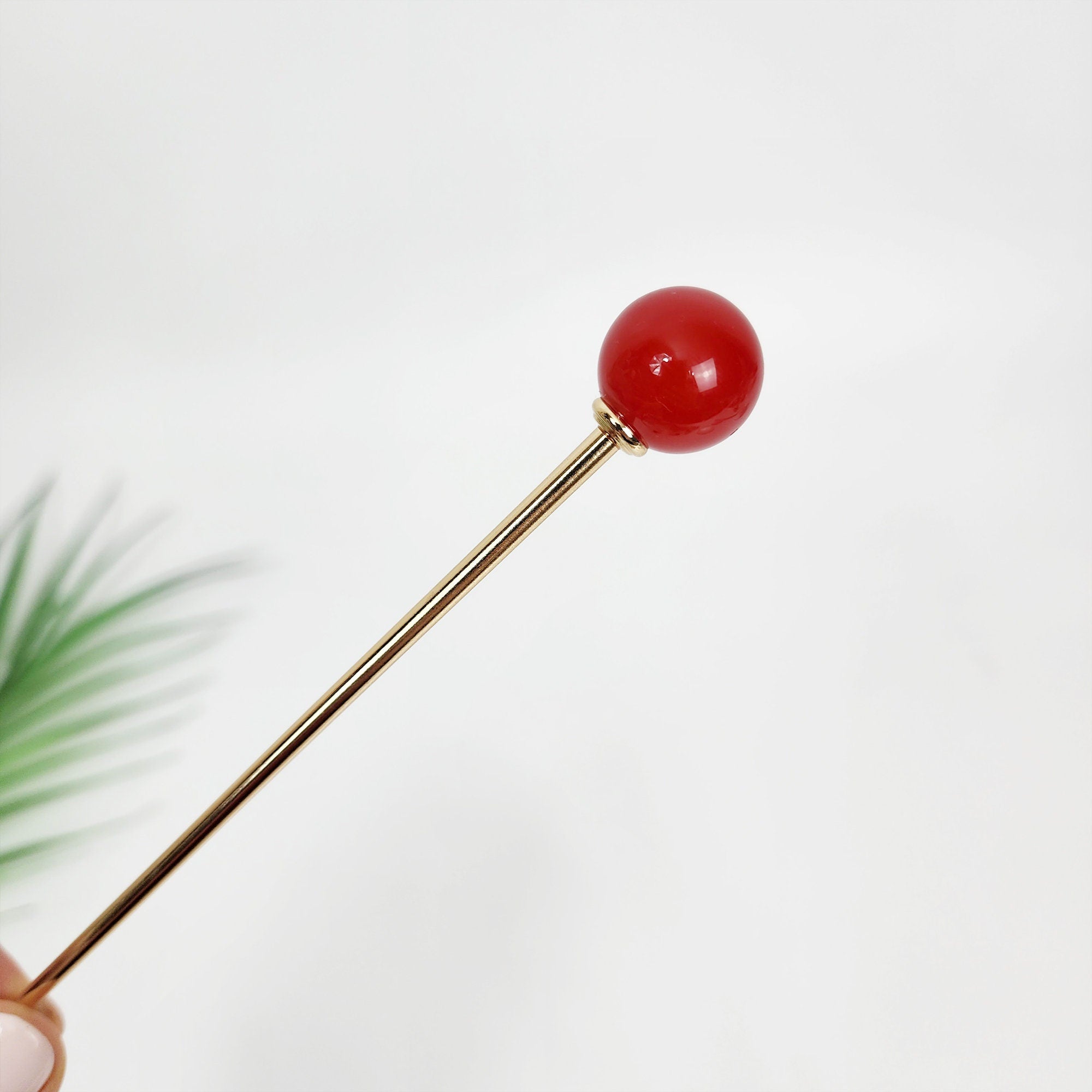 Candy Big Bead Hair Stick (5.7 Inch) / Vintage French Hair Pin / Hair Fork for Thick Hair