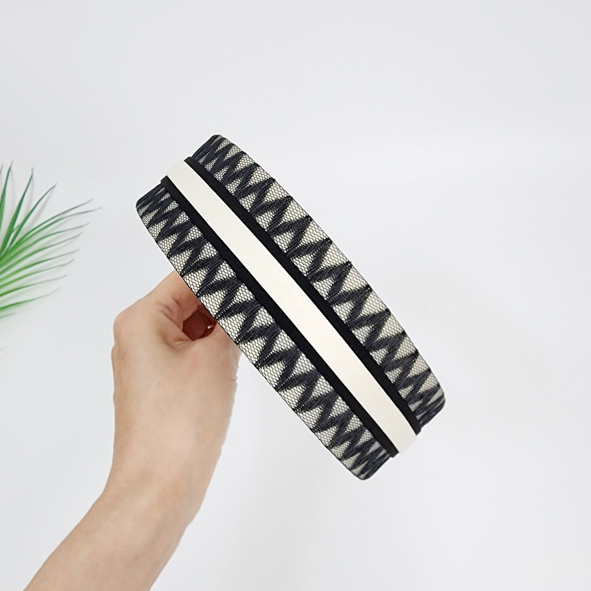 Transparent Zigzag Wide Headband (1.6 Inch) / Fashionable Turban Bandanna / Hair Accessory for Woman