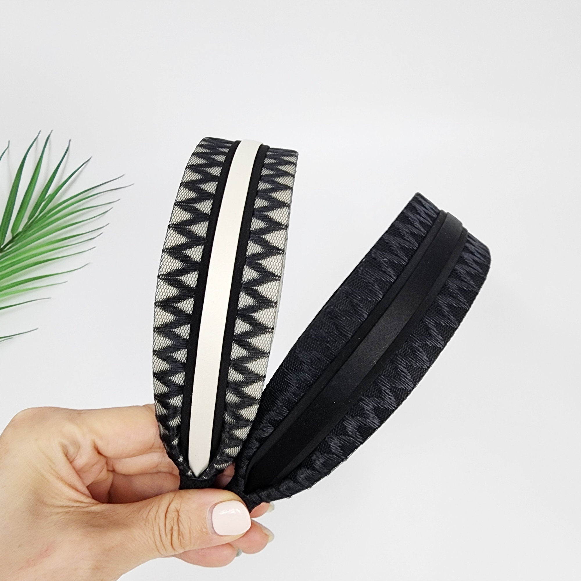 Transparent Zigzag Wide Headband (1.6 Inch) / Fashionable Turban Bandanna / Hair Accessory for Woman