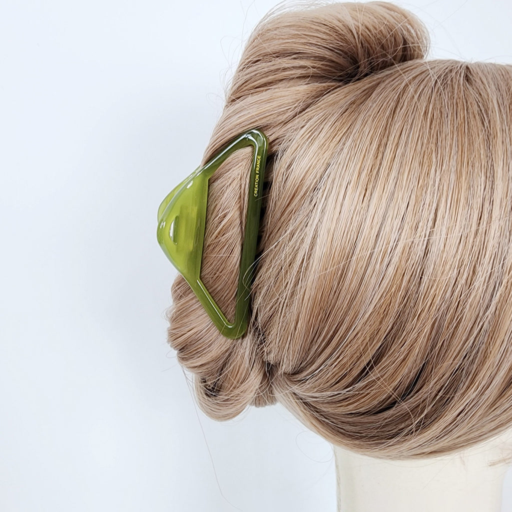Triangle Frame Light Large Hair Claw Clip (4.0 Inch) / Luxurious French Hair Pin / Hair Barrette for Woman