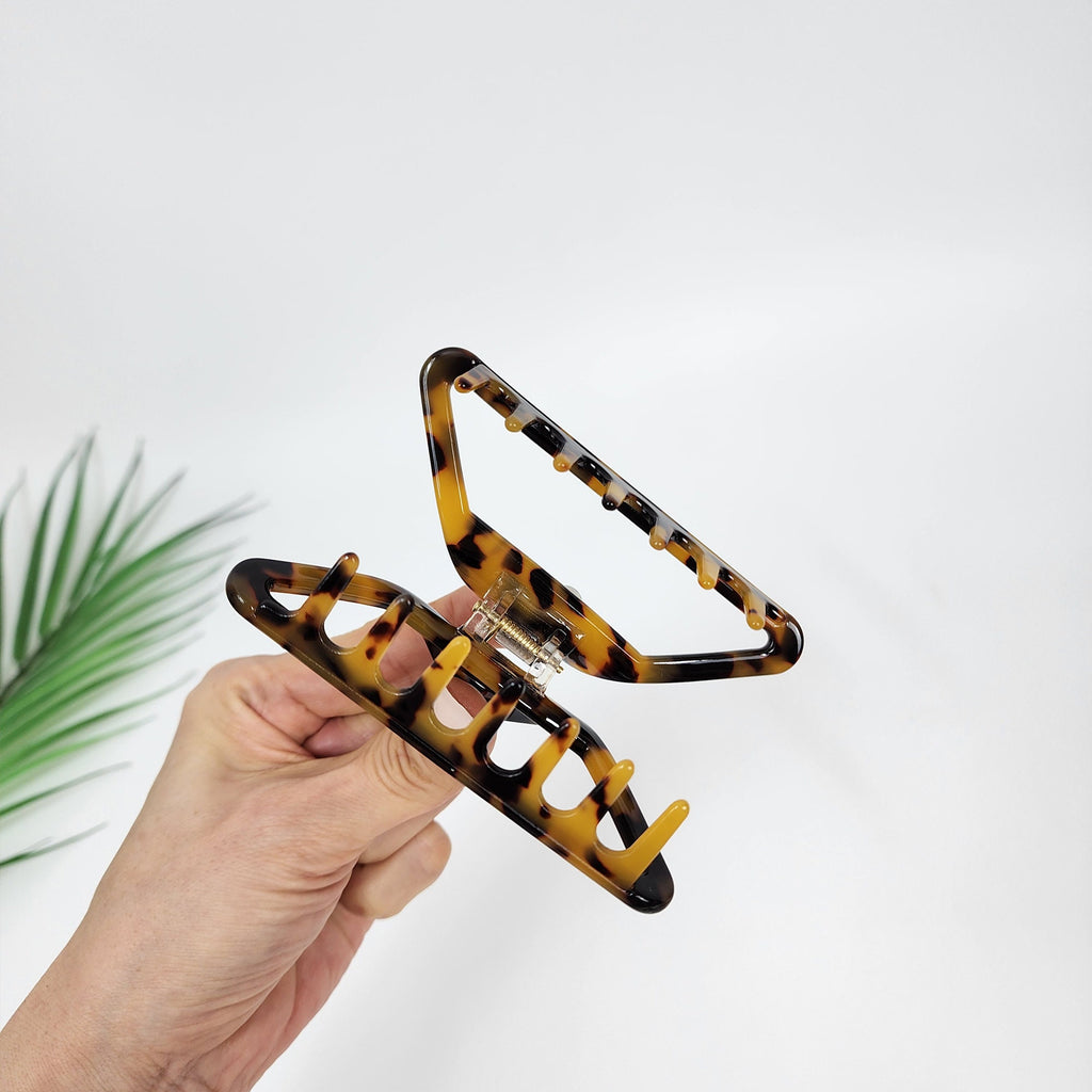 Triangle Frame Light Large Hair Claw Clip (4.0 Inch) / Luxurious French Hair Pin / Hair Barrette for Woman