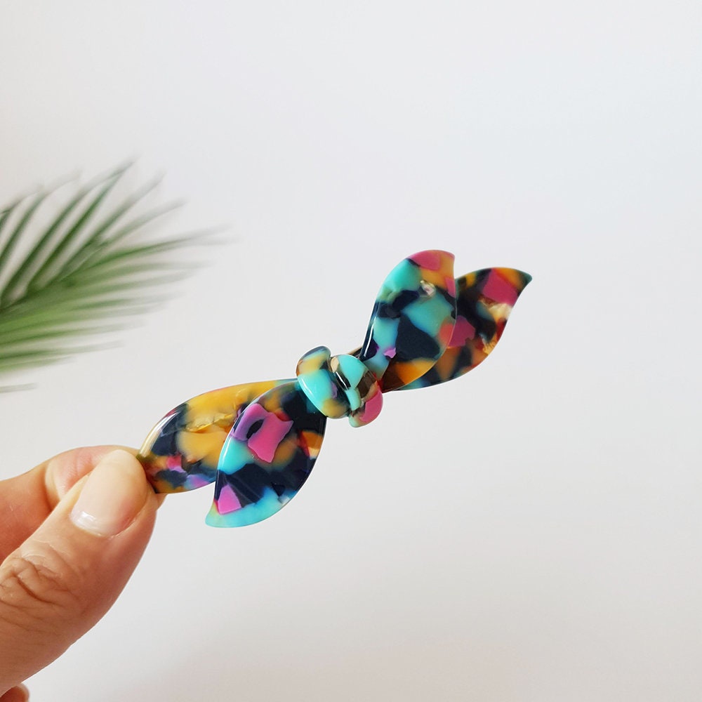 Leopard Double Wave Ribbon Hair Barrette / Luxurious French Hair Pin / Automatic Hair Clip