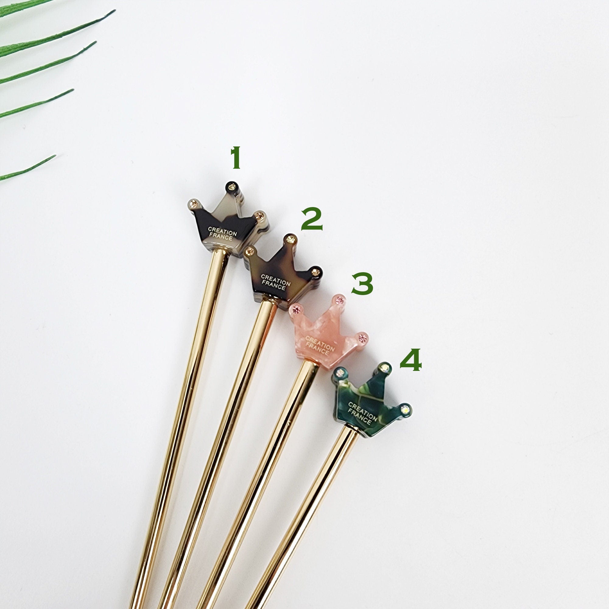 Cubic Mini Crown Hair Stick (6.0 Inch) / Vintage French Hair Pin / Hair Fork for Thick Hair