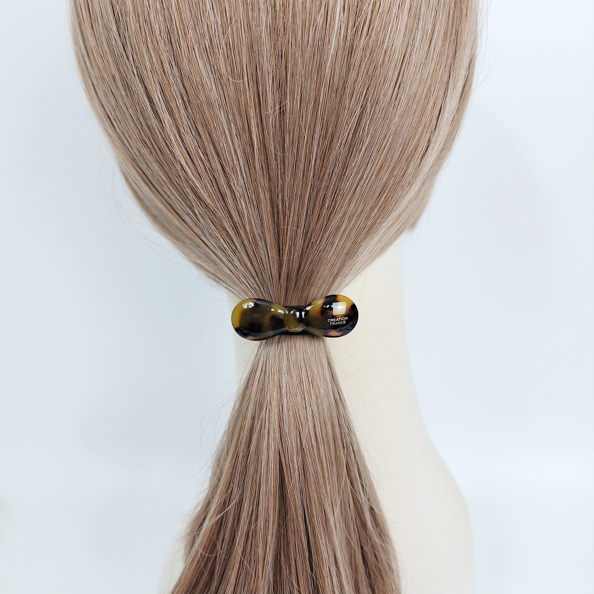 Round Convex Ribbon Hair Tie (2.0 Inch) / Simple Tortoise Shell Ponytail Holder / Hair Accessory for Woman / French Hair Tie