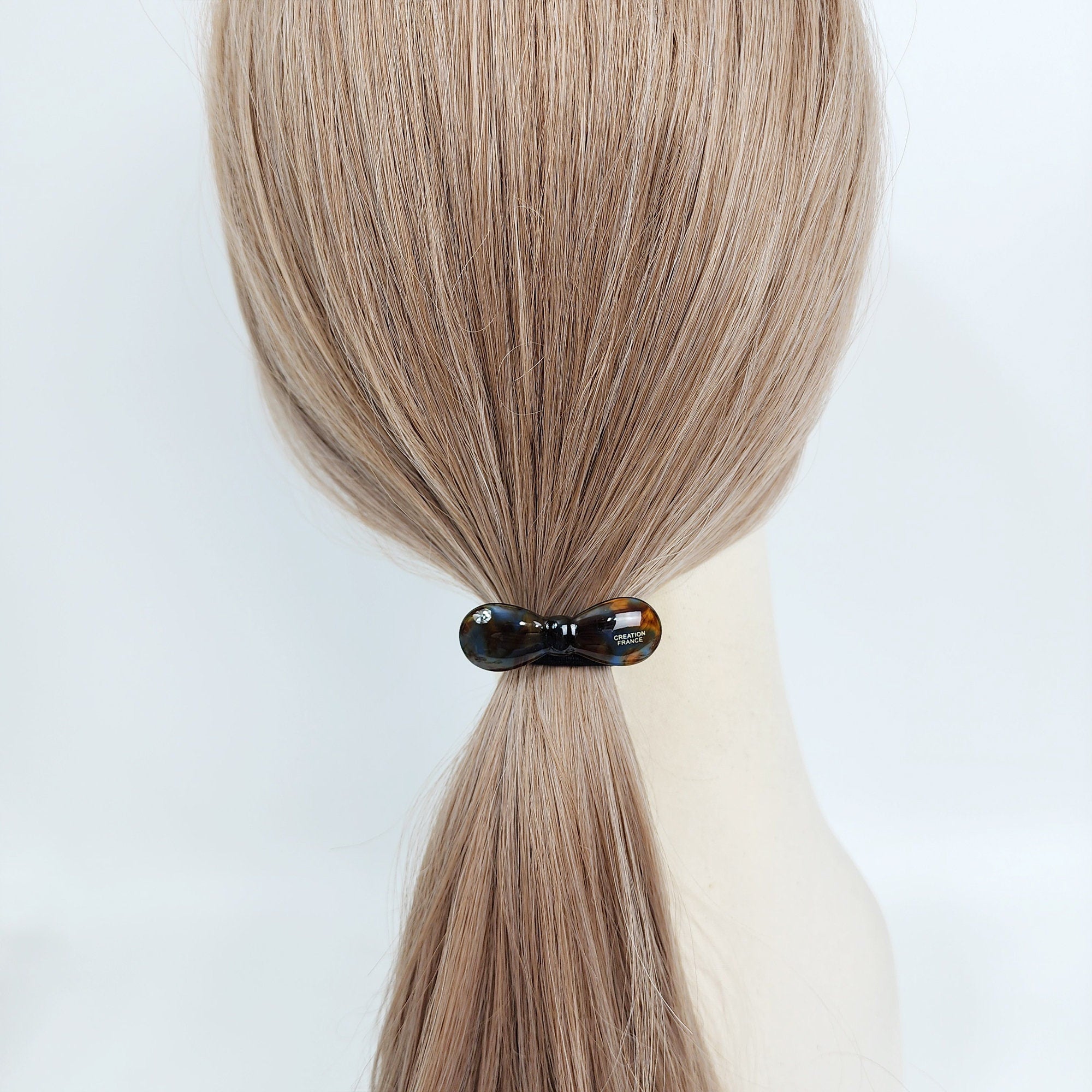 Round Convex Ribbon Hair Tie (2.0 Inch) / Simple Tortoise Shell Ponytail Holder / Hair Accessory for Woman / French Hair Tie
