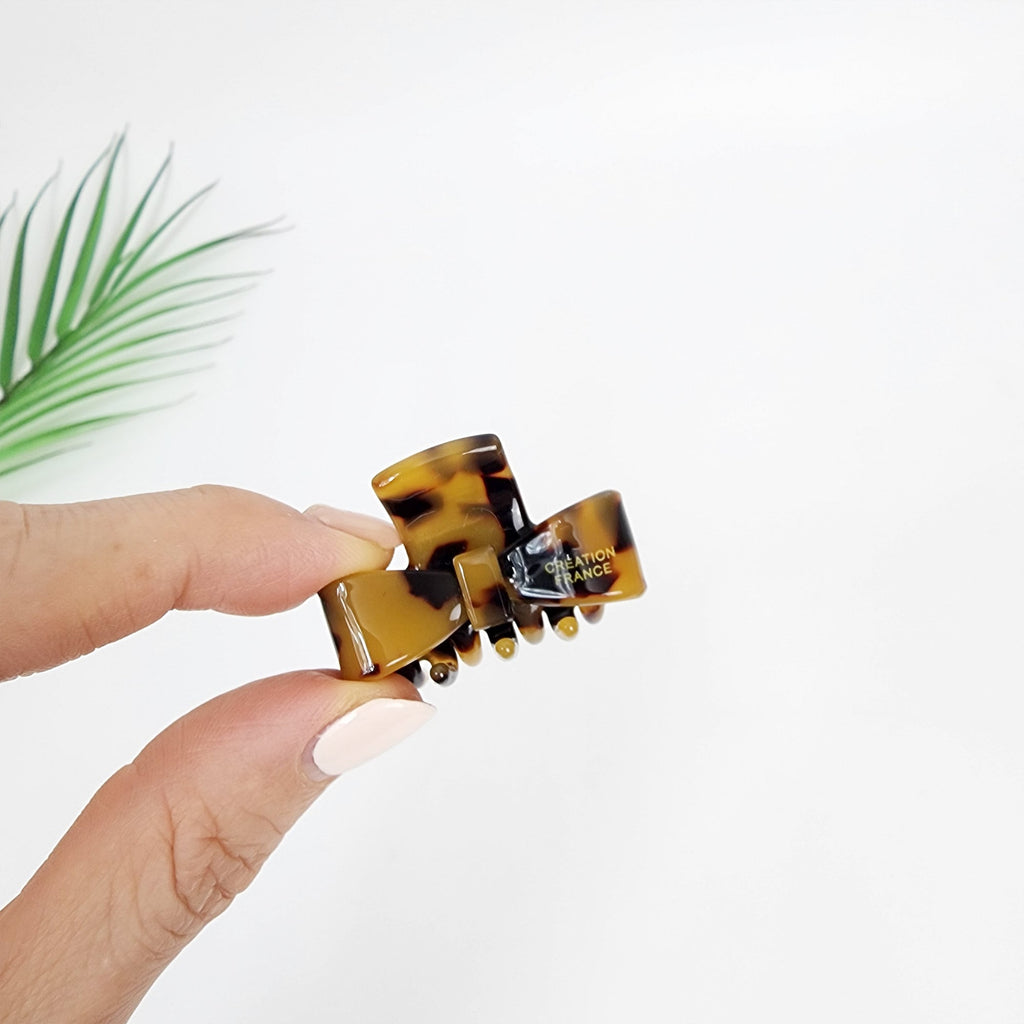 Small Bow Mini Hair Claw Clip (1.4 Inch) / Cute Tortoise Shell French Hair Pin / Small Hair Clips