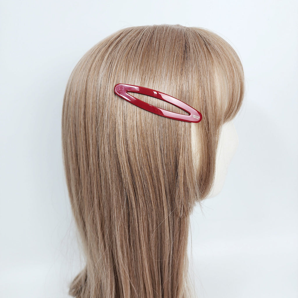 Pure Color Long Slim Oval Snap Clip (3.5 Inch) / Cute French Hairgrip Barrette / French Hair Pin / Tic Tac Hair Clip Pin