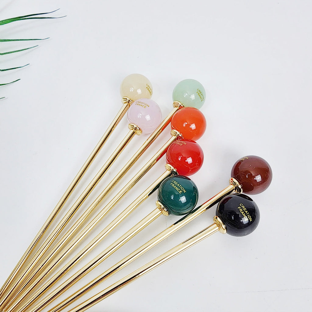Candy Big Bead Hair Stick (5.7 Inch) / Vintage French Hair Pin / Hair Fork for Thick Hair