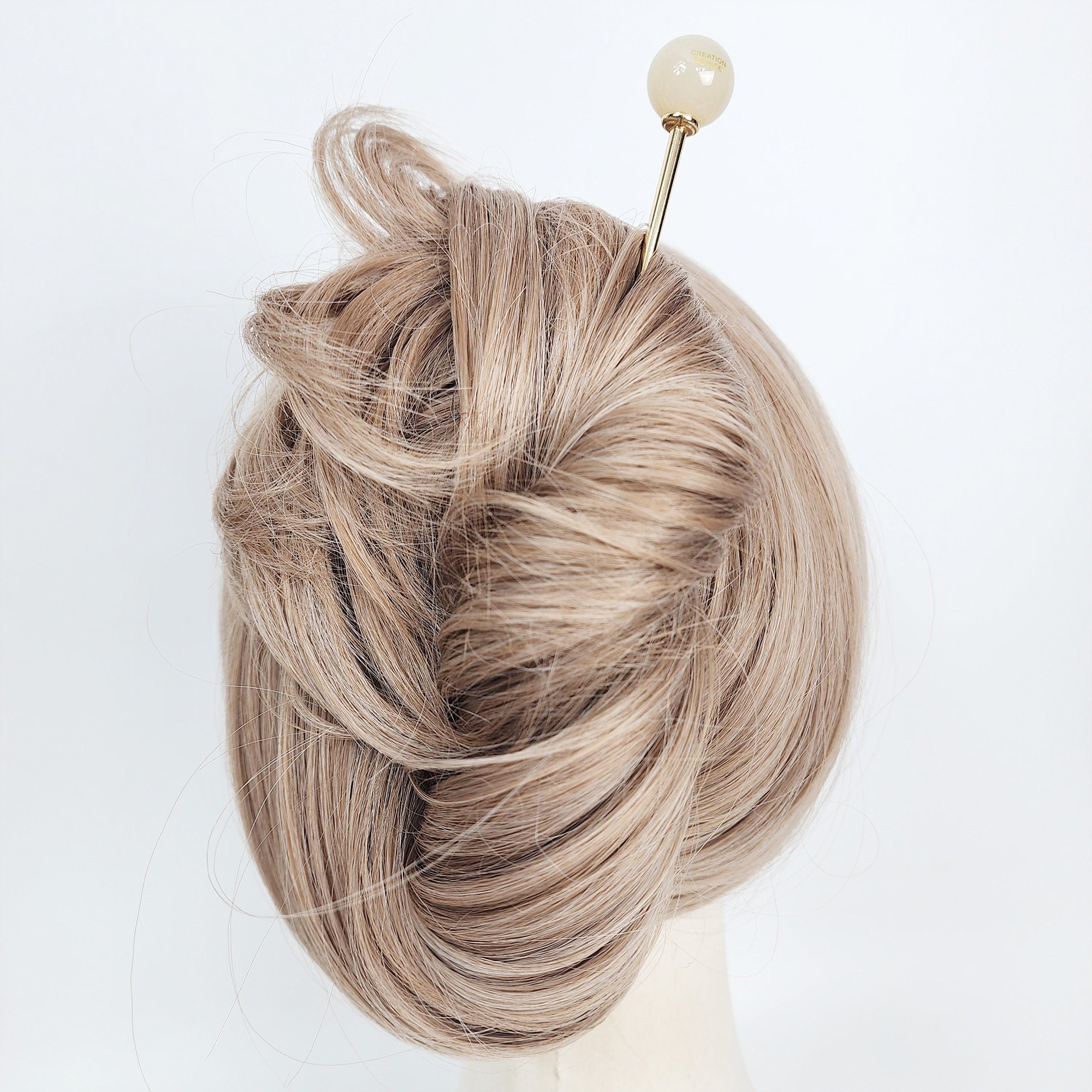 Candy Big Bead Hair Stick (5.7 Inch) / Vintage French Hair Pin / Hair Fork for Thick Hair