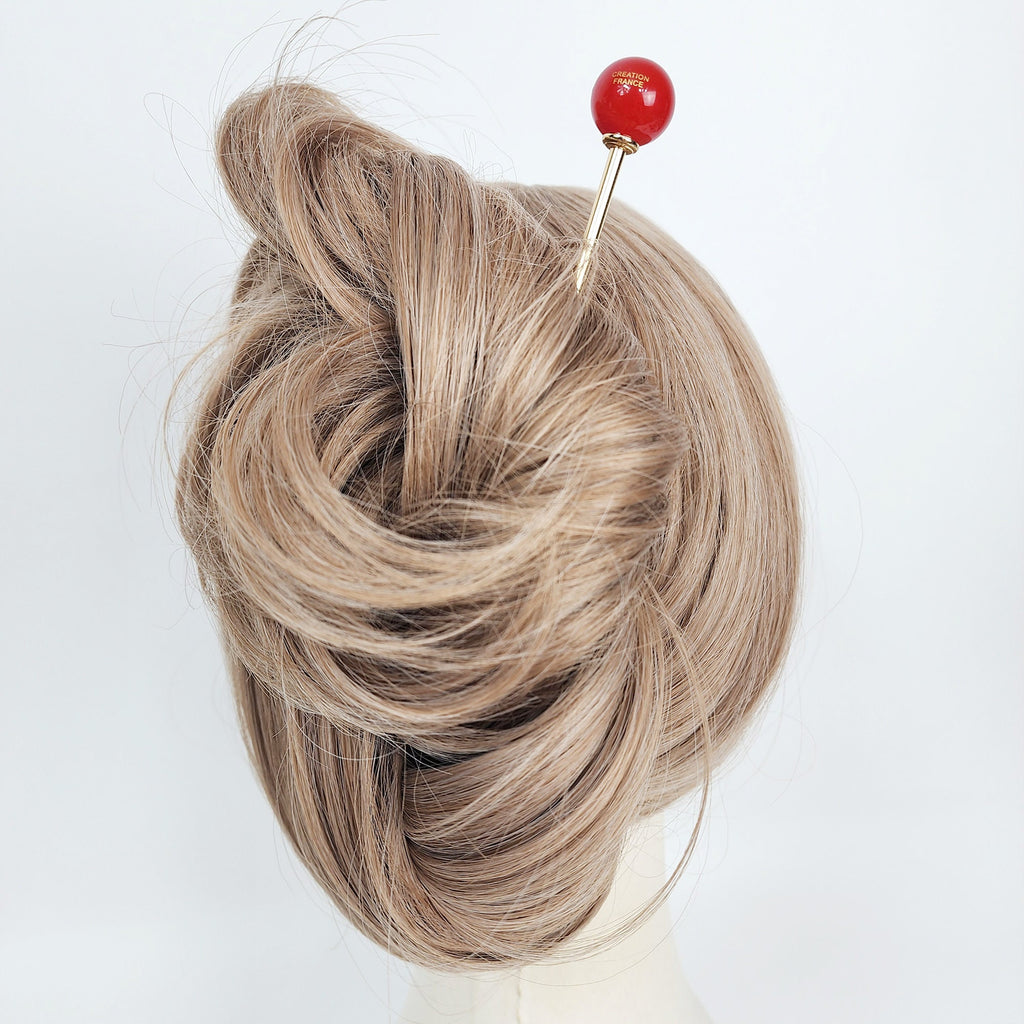 Candy Big Bead Hair Stick (5.7 Inch) / Vintage French Hair Pin / Hair Fork for Thick Hair