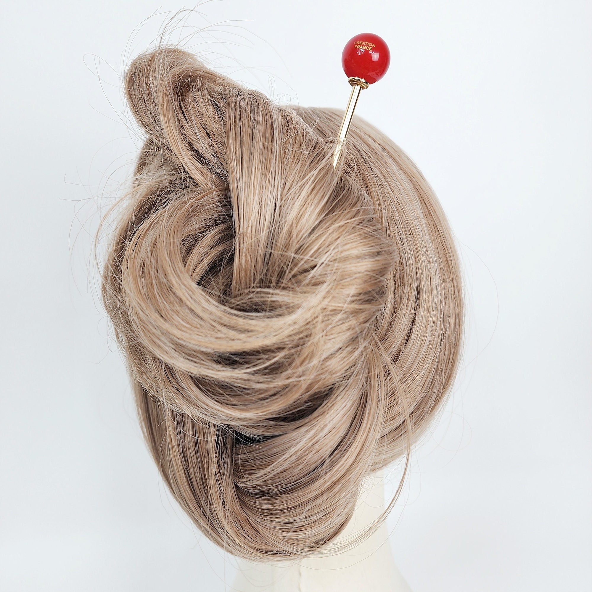 Candy Big Bead Hair Stick (5.7 Inch) / Vintage French Hair Pin / Hair Fork for Thick Hair