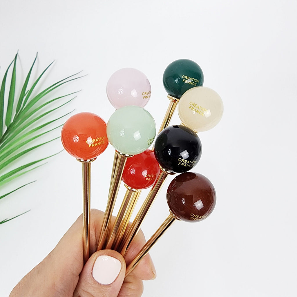 Candy Big Bead Hair Stick (5.7 Inch) / Vintage French Hair Pin / Hair Fork for Thick Hair