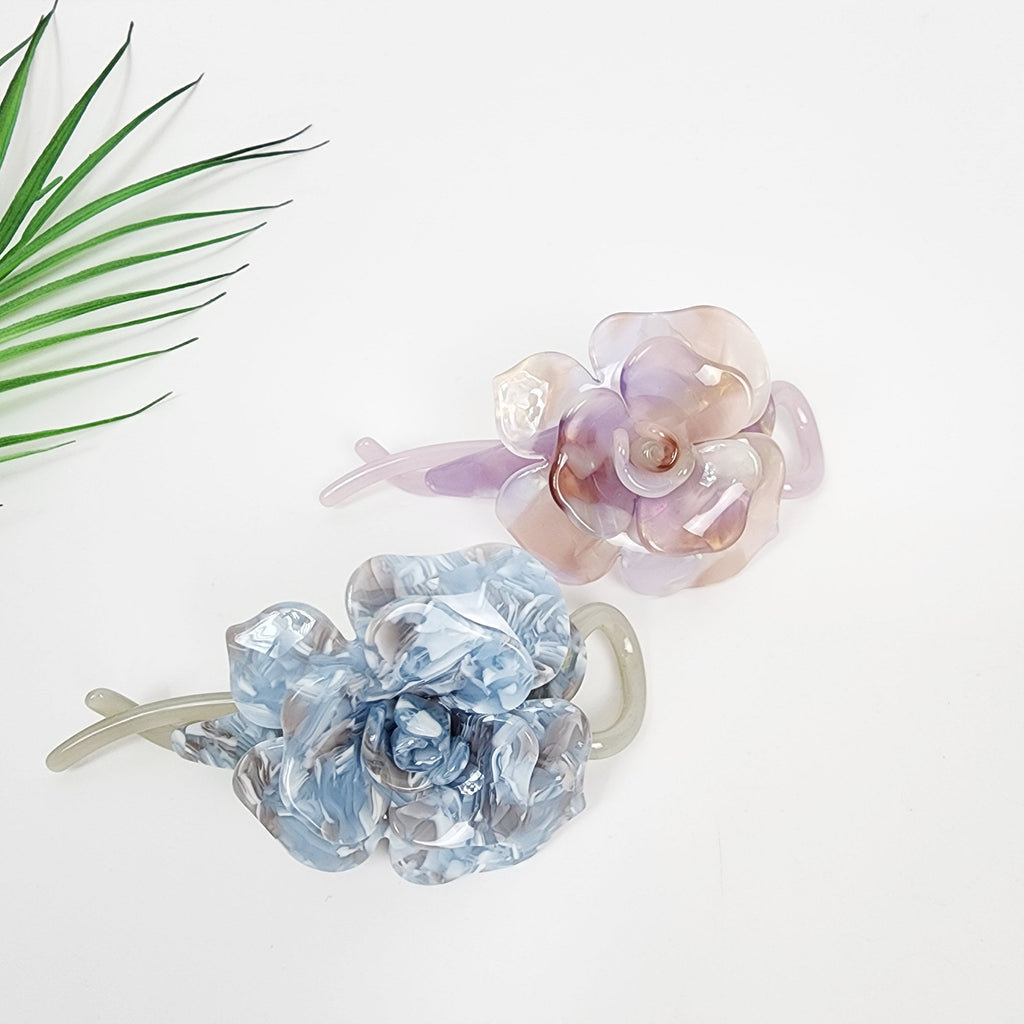 Aurora Volume Flower Banana Claw Clip (4.3 Inch) / Tortoise Shell Hair Comb Barrette / Clincher Comb Hair Accessory