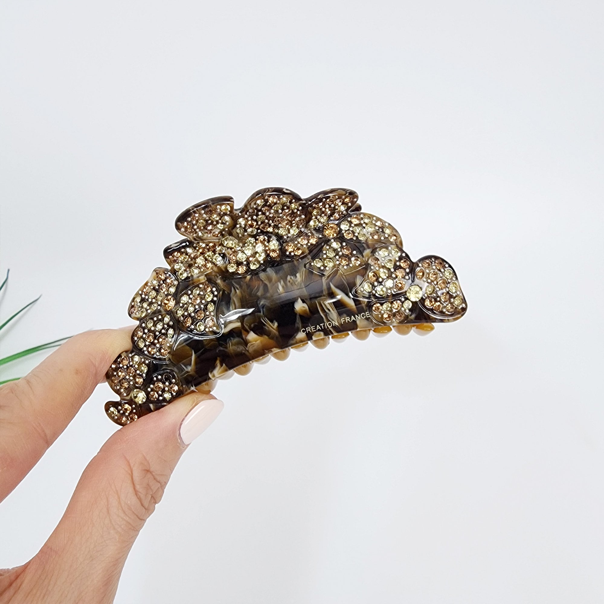Luxurious Floral Hair Claw Clip with Cubic (4.0 Inch) / Elegance French Hair Pin / Hair Barrette for Woman