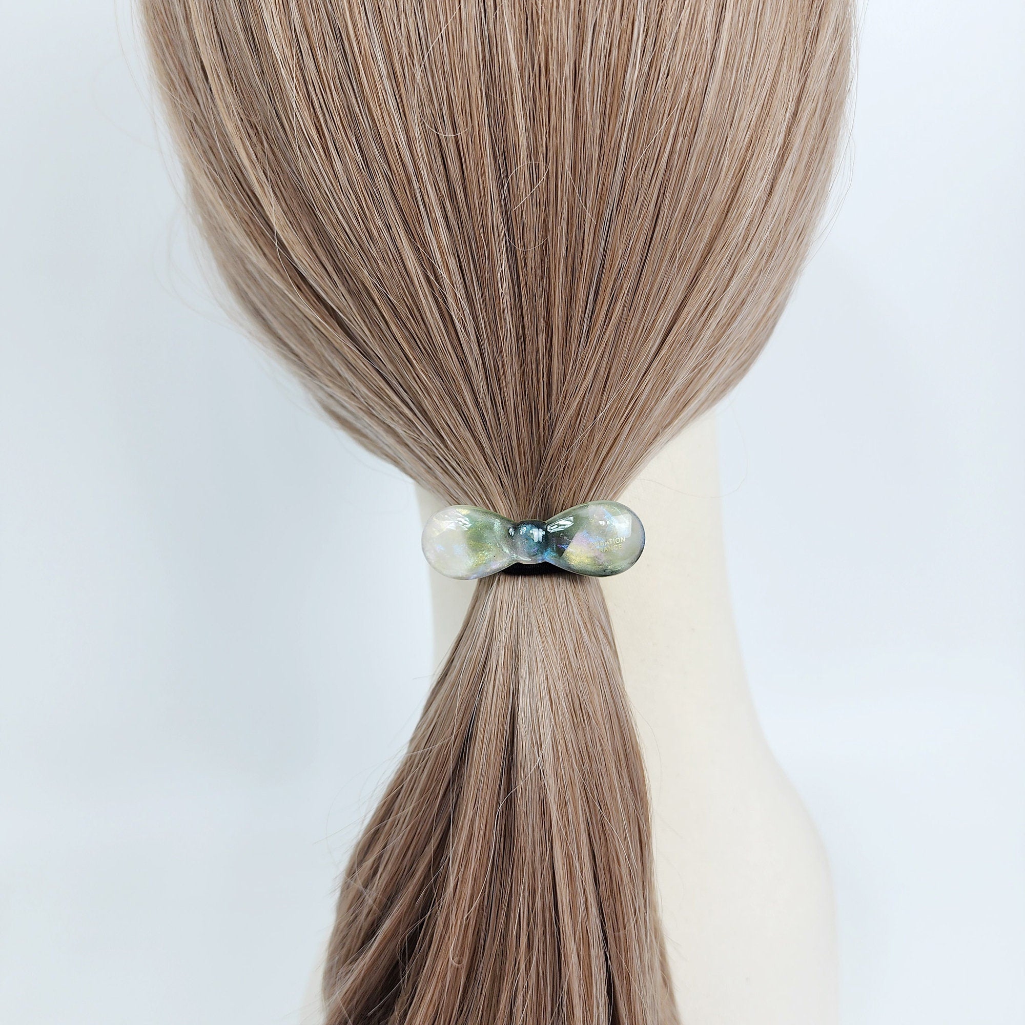 Round Convex Ribbon Hair Tie (2.0 Inch) / Simple Tortoise Shell Ponytail Holder / Hair Accessory for Woman / French Hair Tie