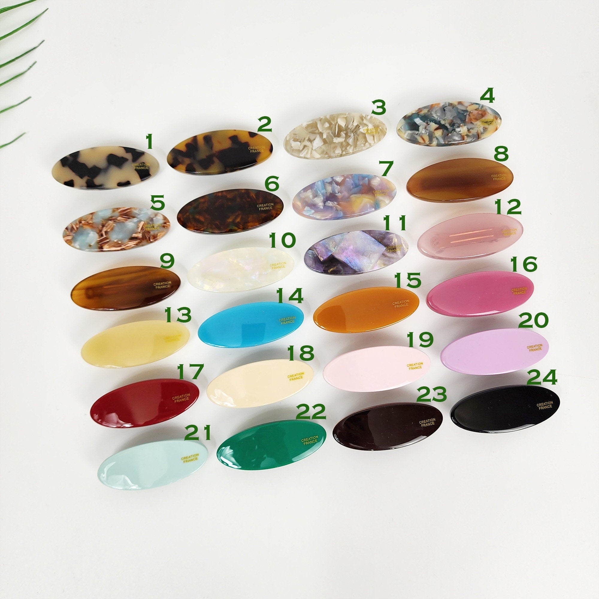 Pastel Color Cora Oval Mini Hair Barrette with Cubic (2.2 Inch) / Cute French Hair Pin / Automatic Hair Clip