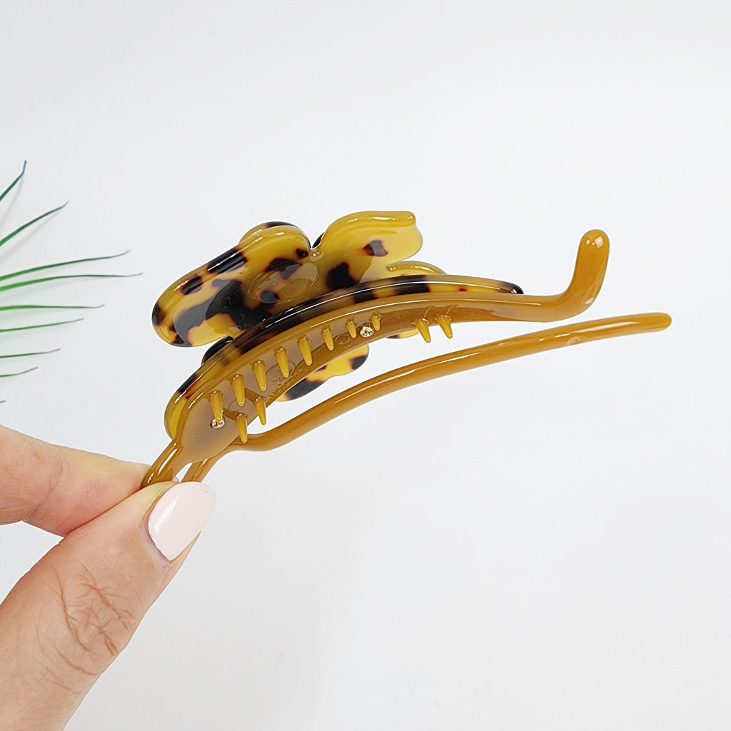 Aurora Volume Flower Banana Claw Clip (4.3 Inch) / Tortoise Shell Hair Comb Barrette / Clincher Comb Hair Accessory