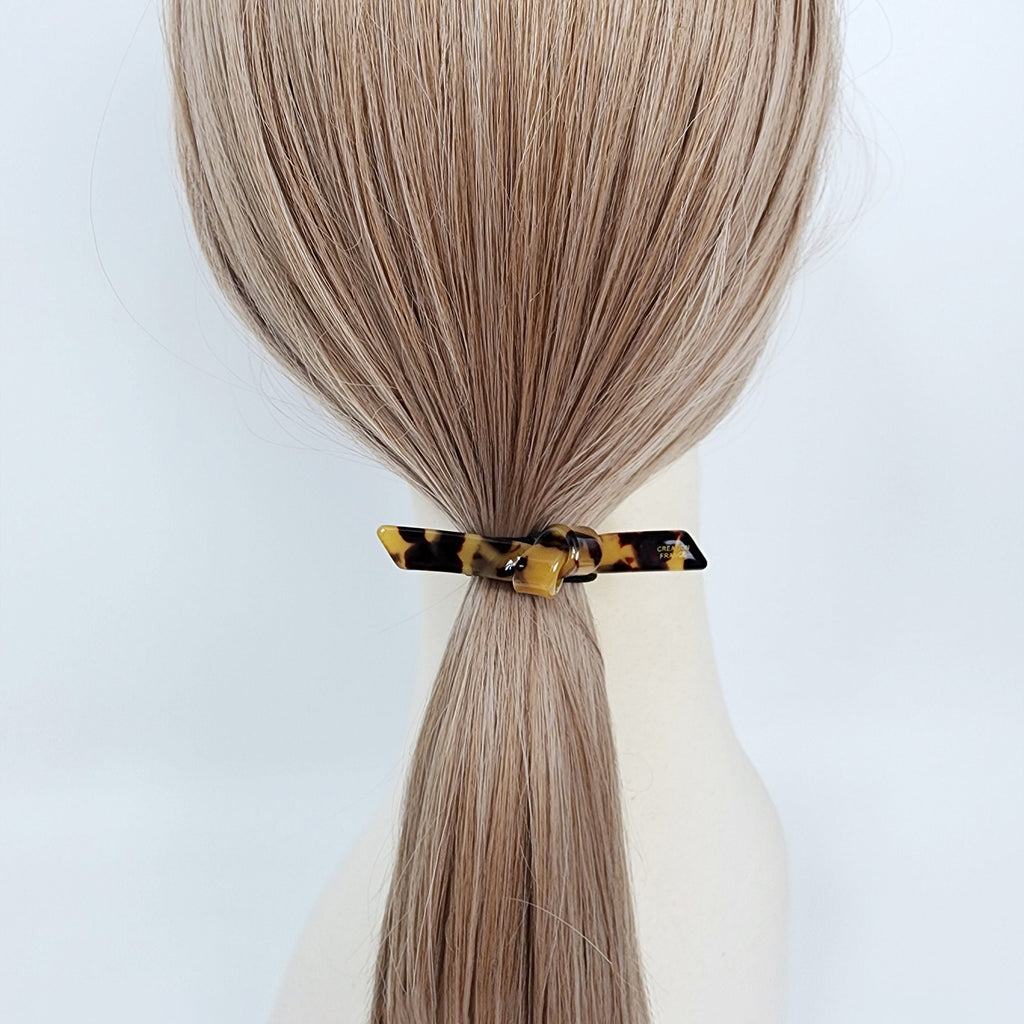 Leopard Knot Ribbon Hair Tie (2.0 Inch) / Simple Tortoise Shell Ponytail Holder / Hair Accessory for Woman / French Hair Tie