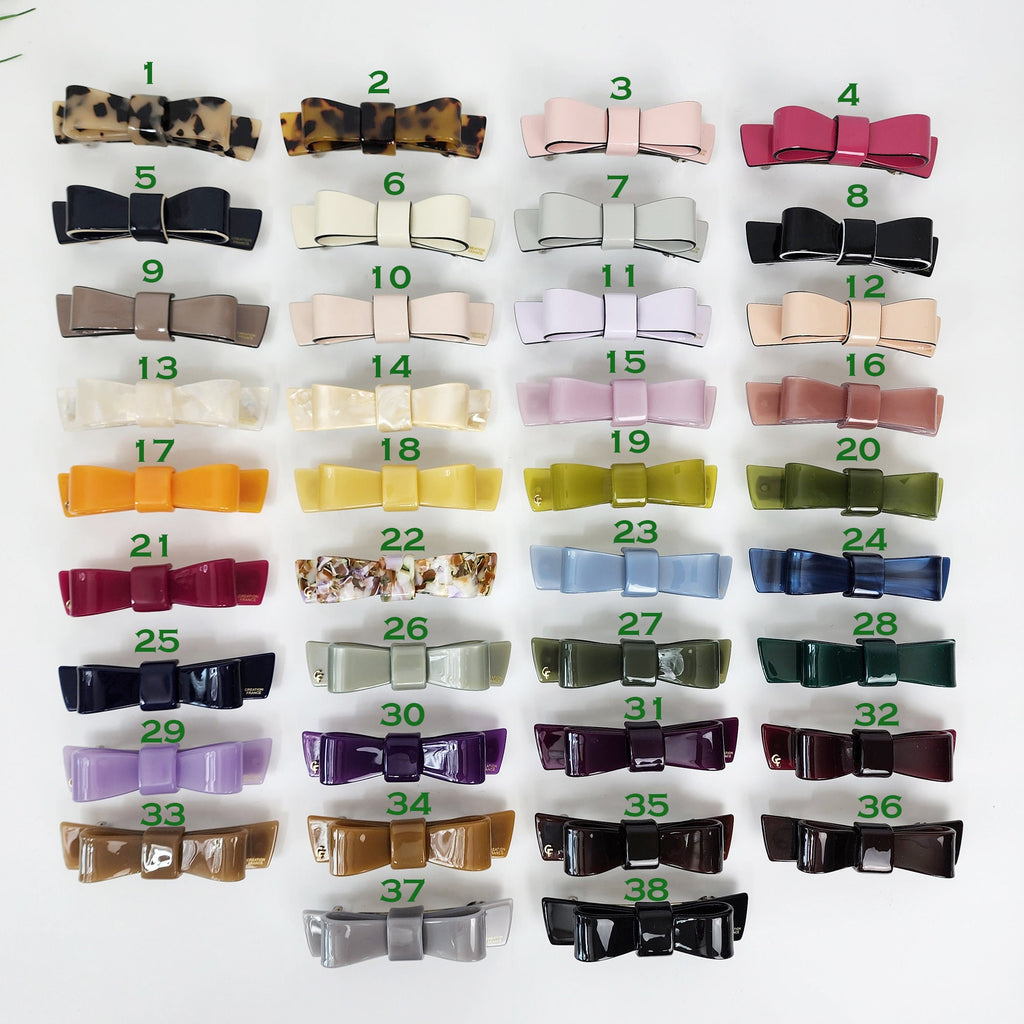 Vivid Color Bow Tie Hair Barrette (3.5 Inch) / Fashionable French Hair Pin / Hair Accessory for Woman / Automatic Hair Clip