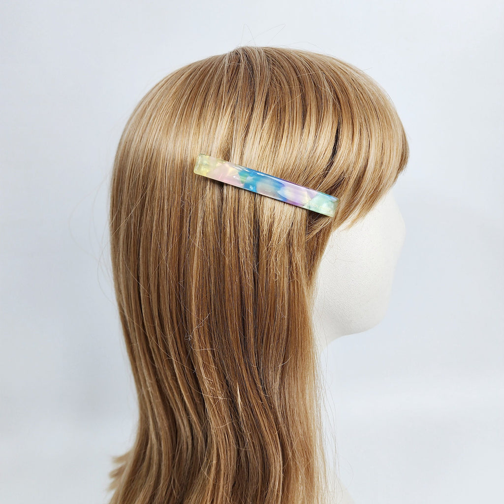 Simple Line Leopard Hair Barrette (3.1 Inch) / Tortoise Marble French Hair Pin / Hair Accessory for Woman / Automatic Hair Clip