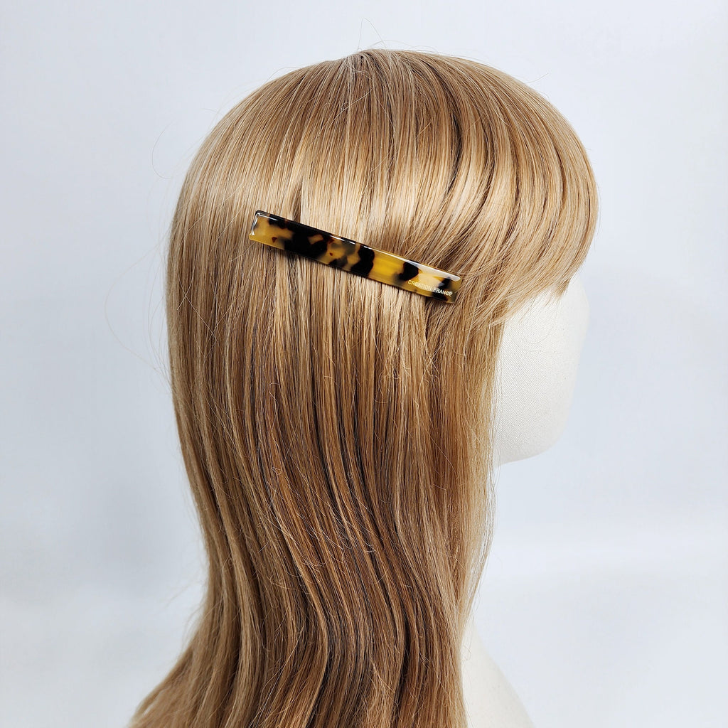 Simple Line Leopard Hair Barrette (3.1 Inch) / Tortoise Marble French Hair Pin / Hair Accessory for Woman / Automatic Hair Clip
