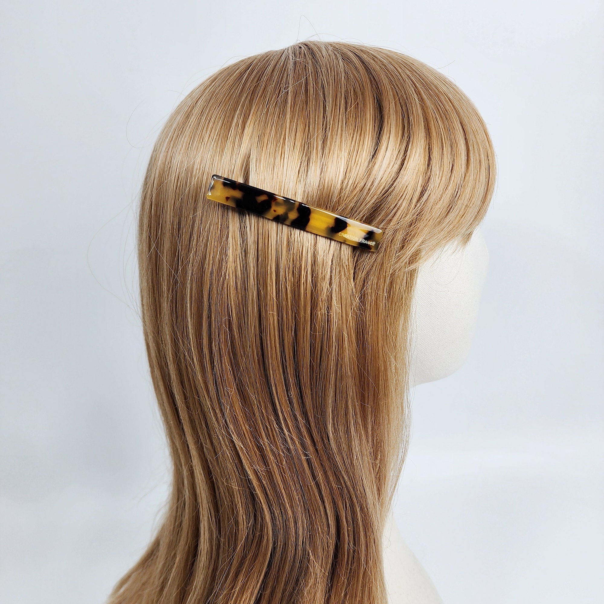 Simple Line Leopard Hair Barrette (3.1 Inch) / Tortoise Marble French Hair Pin / Hair Accessory for Woman / Automatic Hair Clip