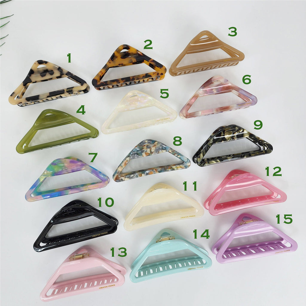 Triangle Frame Light Large Hair Claw Clip (4.0 Inch) / Luxurious French Hair Pin / Hair Barrette for Woman