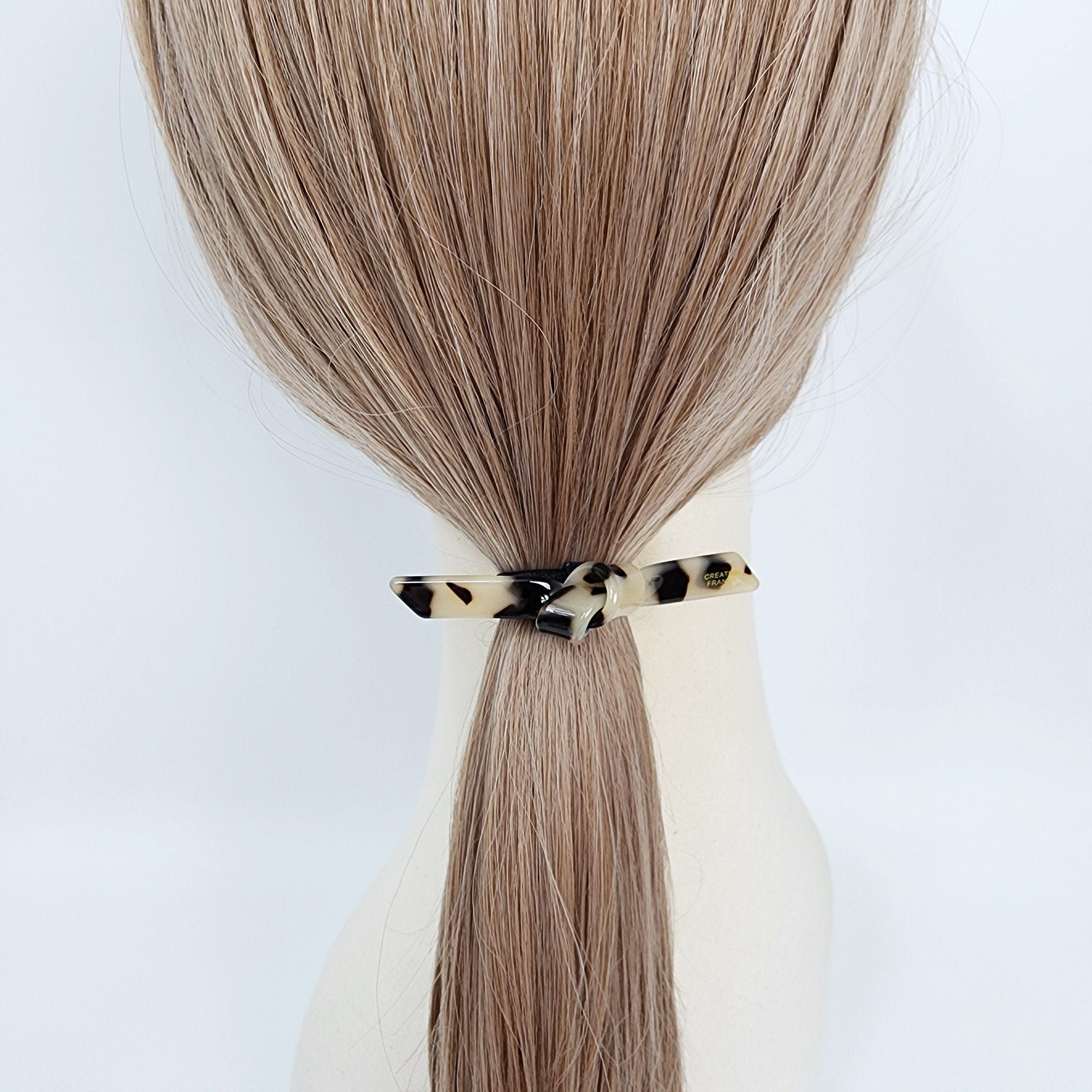 Leopard Knot Ribbon Hair Tie (2.0 Inch) / Simple Tortoise Shell Ponytail Holder / Hair Accessory for Woman / French Hair Tie